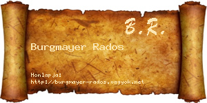 Burgmayer Rados névjegykártya